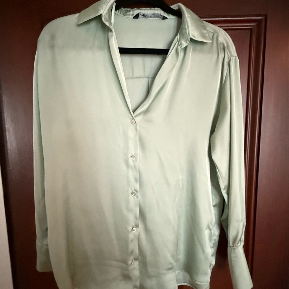 Zara Green Button Down Shirt